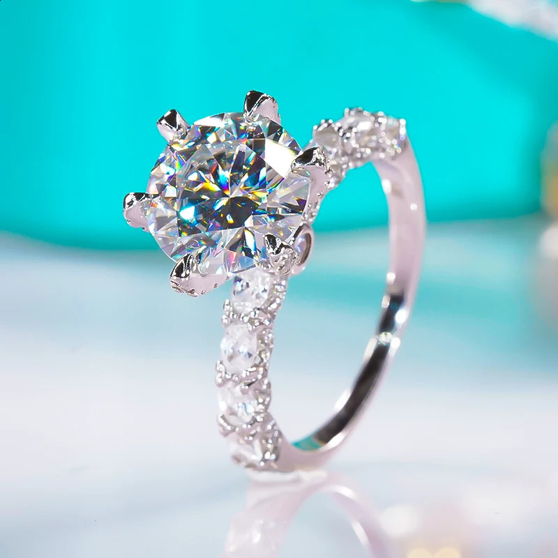 Pierścionki ślubne luksus 3 karatowy pierścień kolorowy z certyfikatem 925 srebrna platyna platynowa opaski weselne dla kobiet drobna biżuteria 231118