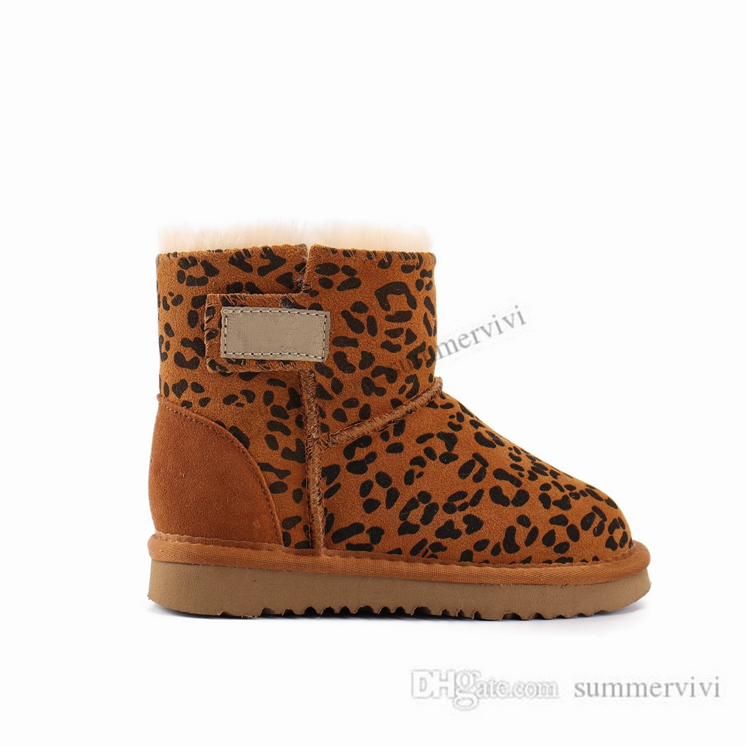 Stivali da neve in pile bambini firmati bambini di lusso stampati leopardati Stivaletti in pelle smerigliata INS bambini invernali addensare caldi stivaletti antiscivolo S0773