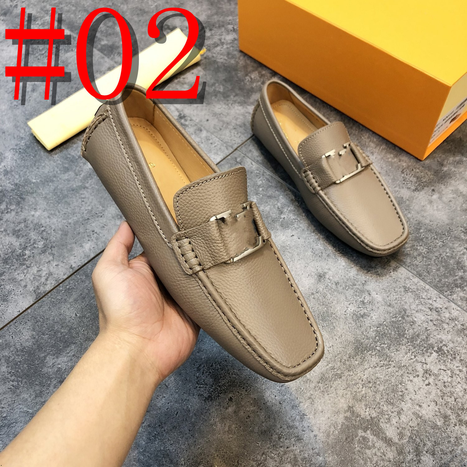 44Model Luxurys Loafers Dress Shoes Formal Men Shoes Solid Pointed Toe Slip-On Business Genuine Leather Original Designer Best Men Shoes