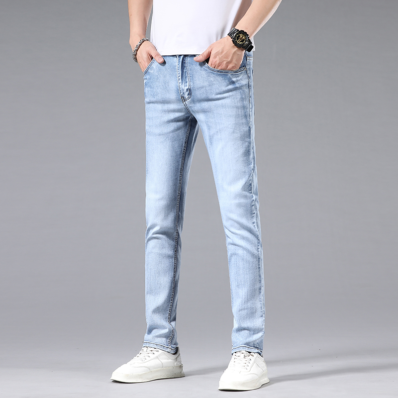 Männer Jeans Frühling Sommer Dünne Männer Slim Fit Europäischen Amerikanischen High-end-Marke Kleine Gerade Doppel O Hosen F211-3