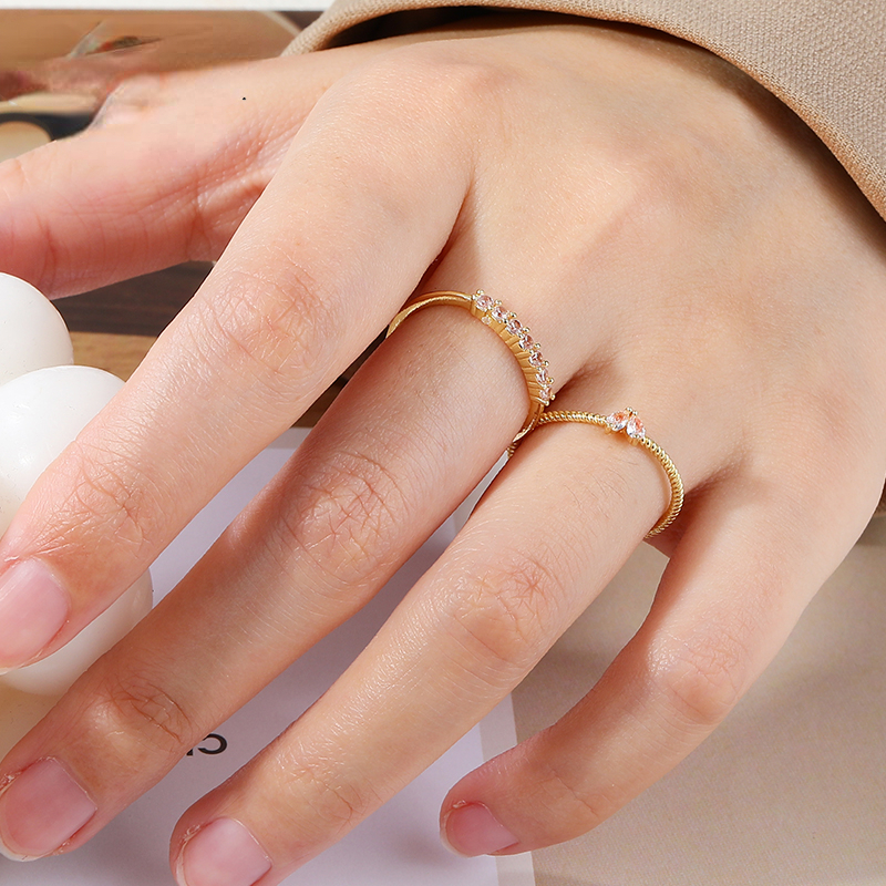 Gold Color Heart Zircon Rings Set For Women Girls Adjustable Minimalism Luxury Twist Ring Fashion Jewelry Trendy Gifts