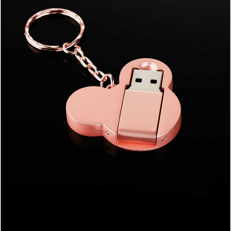 Karty pamięci USB metalowy mysie głowica USB Flash niestandardowe pamięć Stick Mini Computer Prezent 4GB 8GB 16GB Pendrive 32 GB 64 GB Drive Bieciak