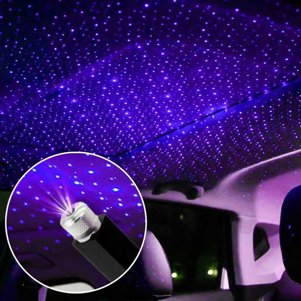 2x Romantic LED Starry Sky Night Light 5V USB Powered Galaxy Star Projector Lamp för biltakrum Takdekor Plug and Play