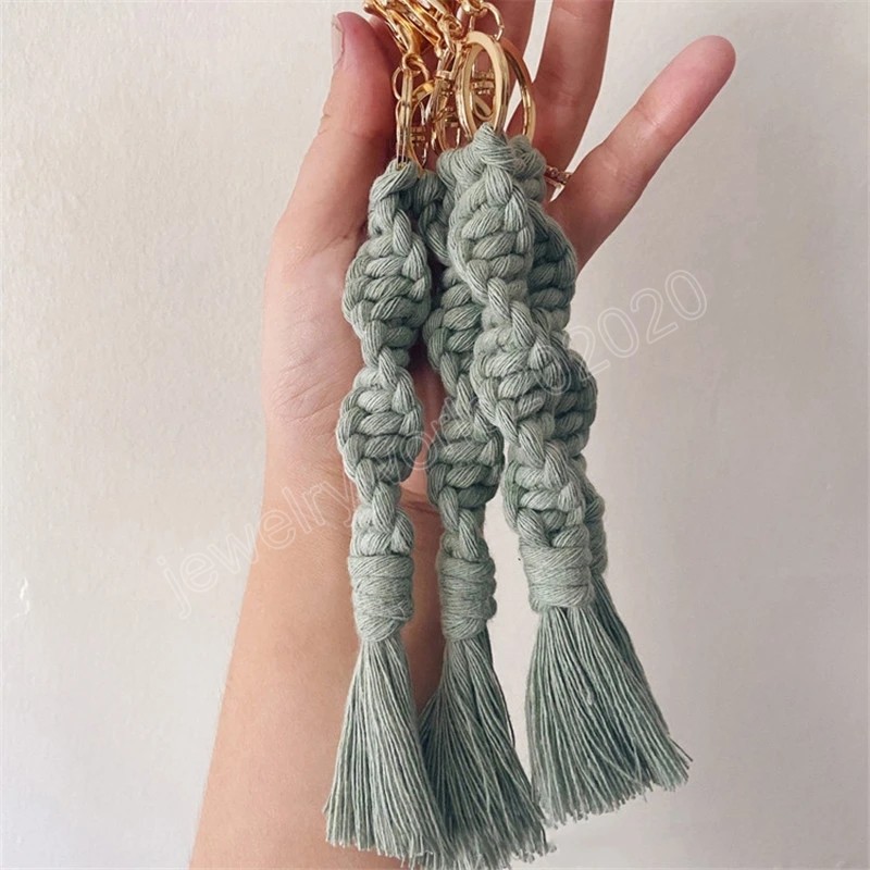 Handmade Woven Keychain For Women Girls Boho Style Tassel Rope Keyring Car Bag Key Pendant Strap Accessorie Fashion Party Gift