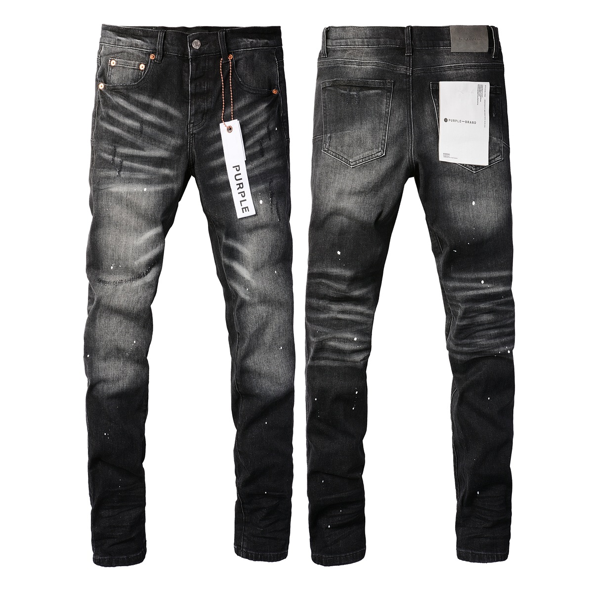 Paarse designer hoogwaardige mode heren high-end noodlijdende gescheurde bikers dames denim broek cargo voor heren zwarte jeans