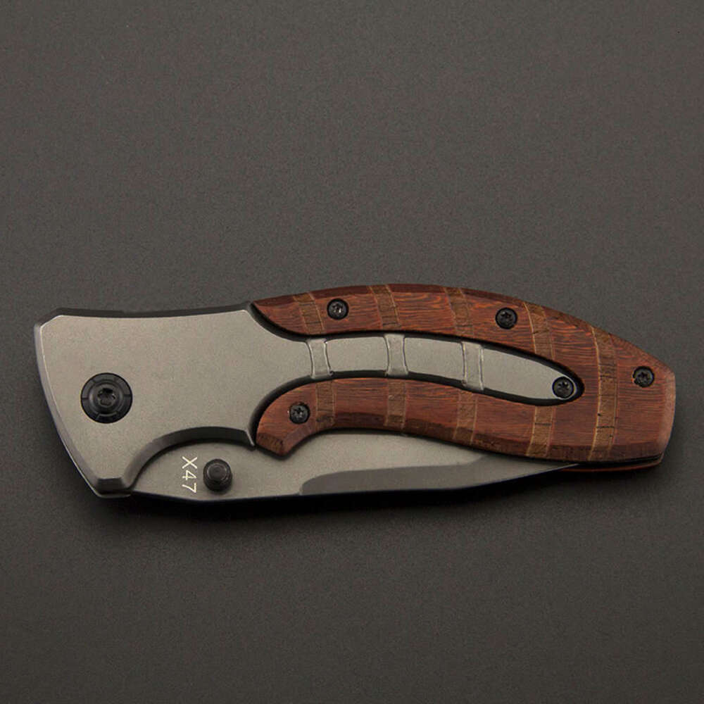 7.95'' Folding Pocket Knife Outdoor Survival Tactical Camping Hiking Hunting Knives Wood Handle Rescue Self-defense Tool