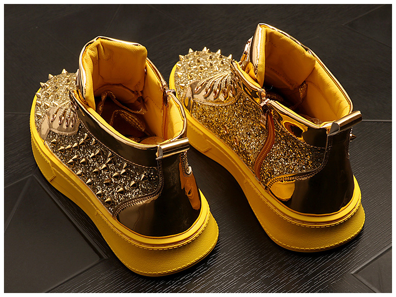 Gold-pailletten voor heren laarzen nieuwe designer schoenen lovertjes loafers mode sneakers veterheren enkel platform opgelost dagelijkse luxe p5