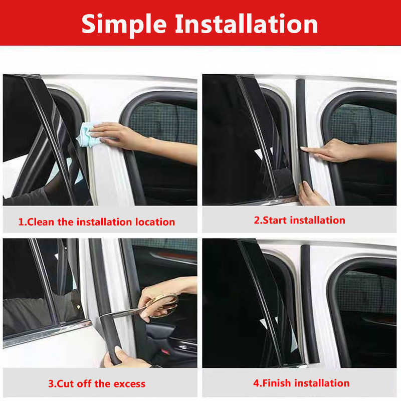 New Car Sealing Strip B-Pillar Universal Door Upper End Sound Insulation Dustproof Rubber Strip To Seal Auto Parts Protection