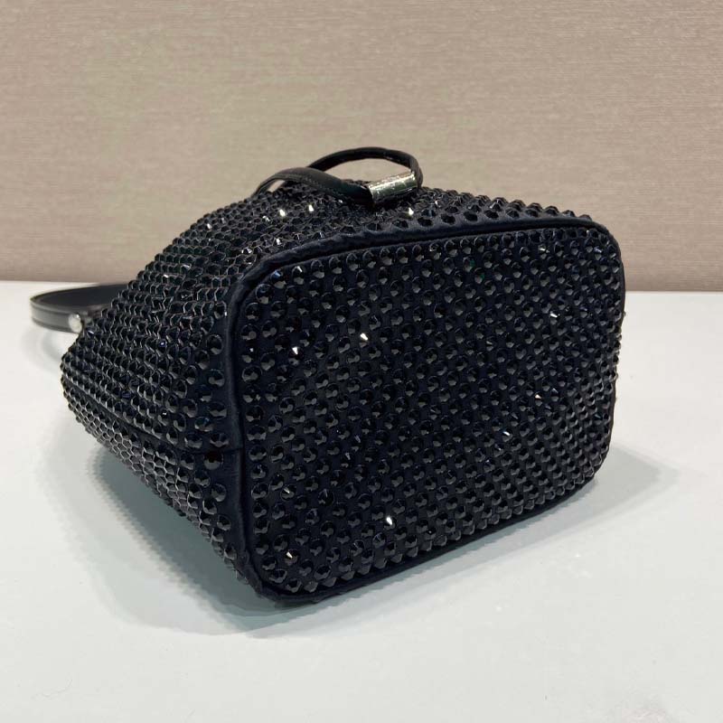 2023 Full Sky Mini Bucket Bag Satin Handbag Sparkling Imported Crystal Fashion Women's Shoulder Bag Trendy Crossbody Bag