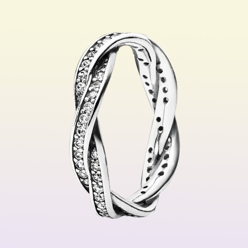 Juego de anillos apilables Twist Of Fate de Plata de Ley 925, caja original para mujer, anillo de oro rosa de 18 quilates con diamantes CZ de boda6936430