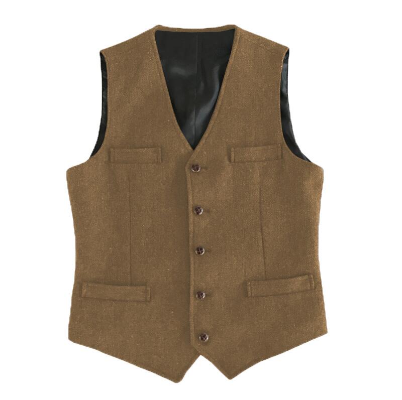 Men's Suit Vests V-Neck Fashion Formal Slim Fit Single Breasted Herringbone Waistcoat Groomsemen For 