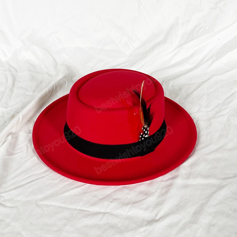 Vintage hoed heren Brim voelde fedora hoed met veren heer formele kerkkap Trilby jazz hoeden lente zomer
