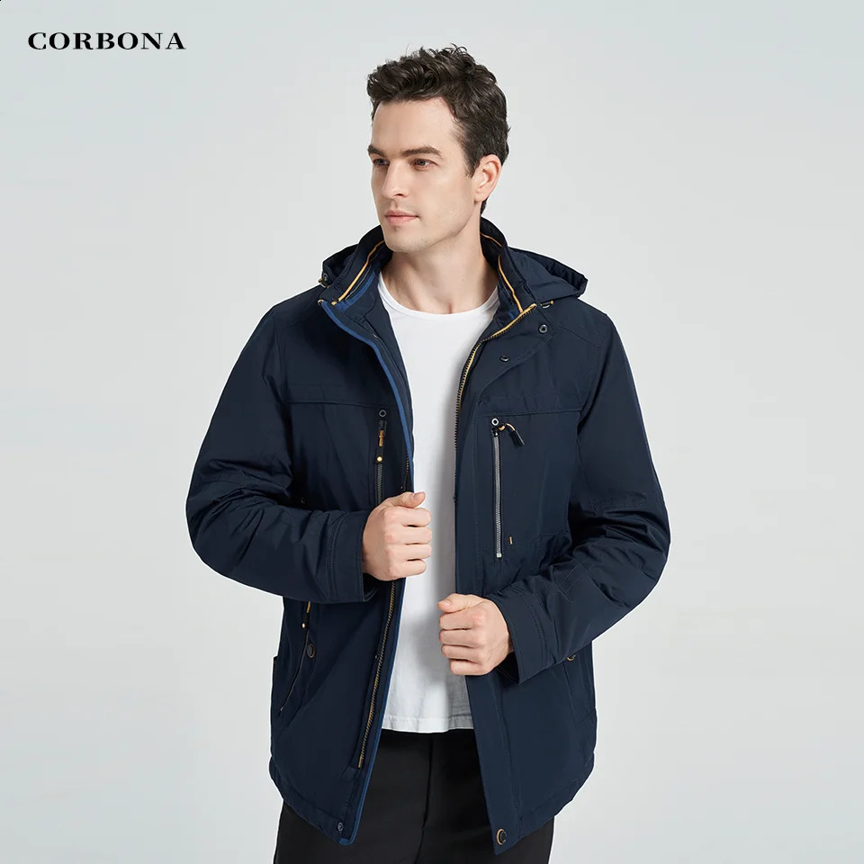 Vestes pour hommes CORBONA Style Oversize Automne Coton Veste Résistant Aux Intempéries Business Casual Hommes Manteau D'hiver En Plein Air Chapeau Détachable Parka 231118