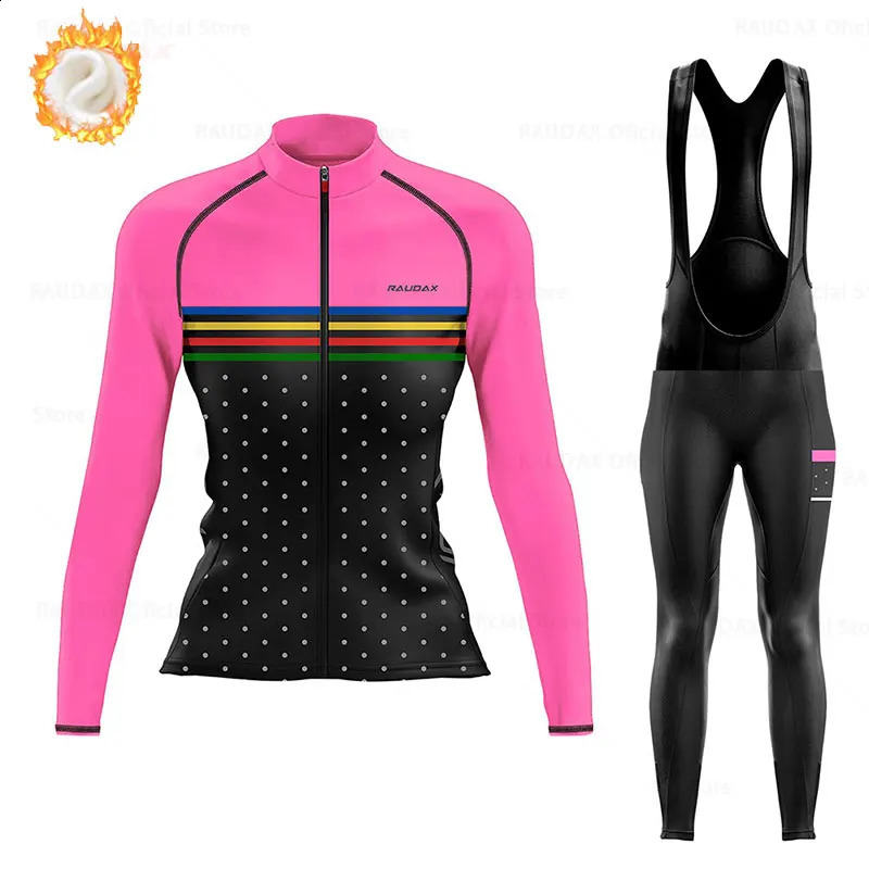 Conjuntos de jersey de ciclismo Raudax Otoño e invierno Polar térmico Traje de manga larga para mujer Ropa Bicicleta de montaña Chaqueta deportiva de carretera cálida 231118