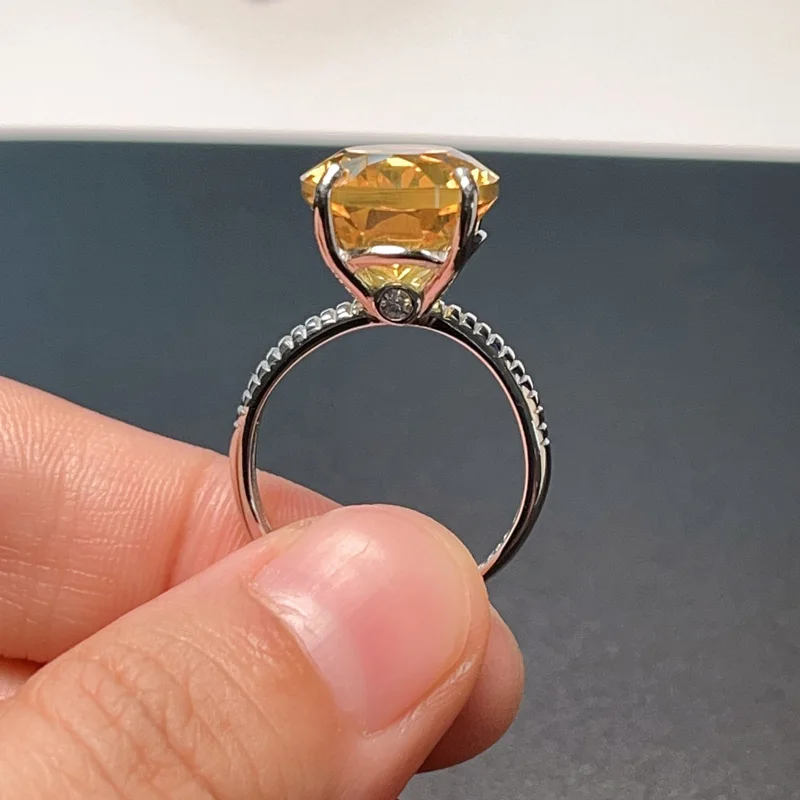 Bague en Citrine naturelle de qualité VVS, pour fête, 12mm x 16mm, 12ct, en argent 925, plaqué or, bijoux en cristal jaune