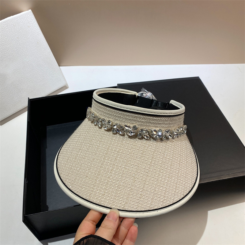 Luxury Diamond Visors Caps Crystal Empty Top Hat Women Rhinestone Hats Summer Sports Golf Casquette