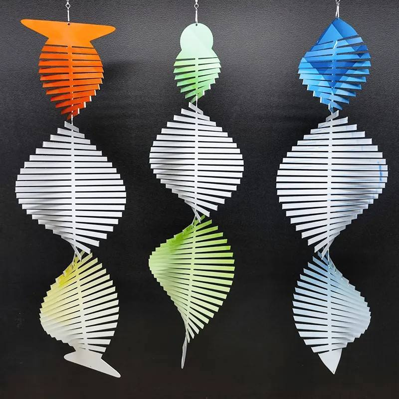 Aluminum Sublimation Wind Spinner Home Decorations Fish Boat Shape Double Sided Printing Garden Wind Spinners