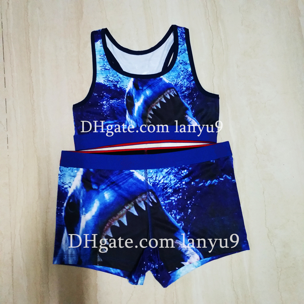 Conjunto de roupa de banho feminina regata + shorts Split maiô tecido elástico de secagem rápida para esportes aquáticos biquíni roupa de banho conjunto de esportes de verão com embalagem e carta impressa