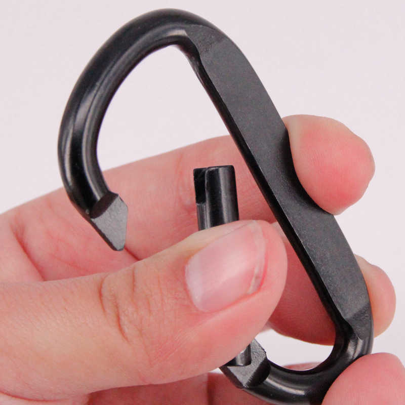 CARABINERS 1 st 7cm aluminiumlegering Carabiner Black D-ring Key Chain Clip Camping Keyring Snap Hook Outdoor Travel Kit GYH P230420