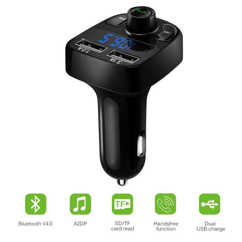 Leitor de mp3 3.1a chamada carregador de carro sem fio bluetooth viva-voz transmissor fm receptor de rádio áudio música estéreo adaptador porta usb dupla carregador rápido com caixa de varejo