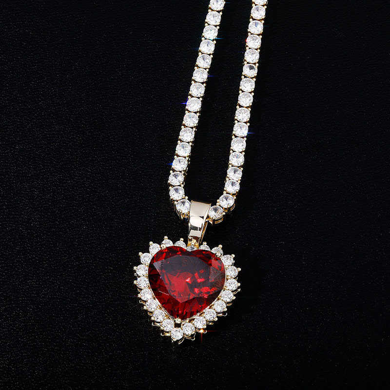 Plaqué Or Hip-Hop Amour Coeur Pendentif Collier Pour Hommes Et Femmes Haute Qualité Brillant Or Blanc Cubique Zircone Colliers Cristal Personnalisé Miami Bijoux À Vendre