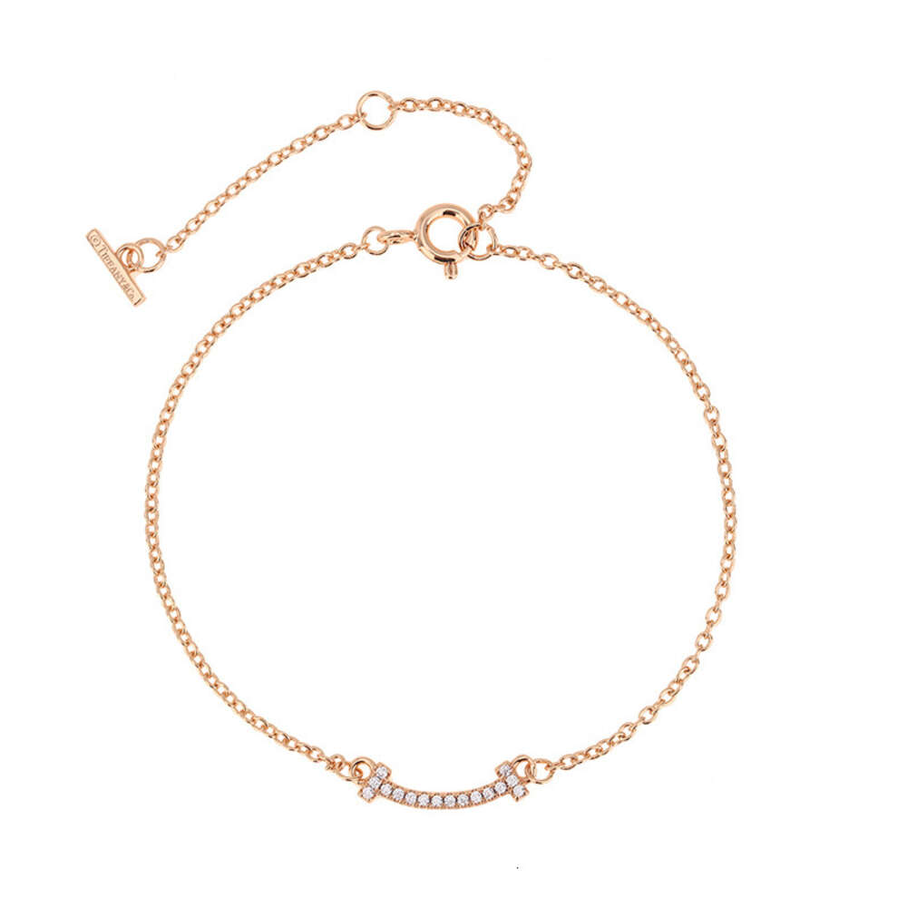 バングルブレスレットT Precision Mini Smiling Face Bracelet v Gold Plated 18K Rose Smial Diamond Veratile Luxury