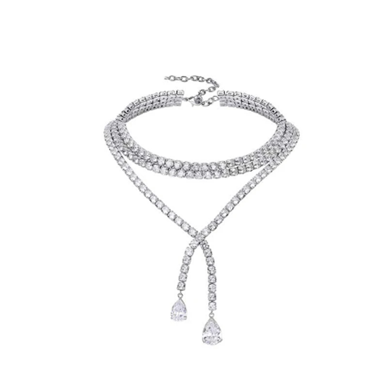 Trendy Lab Diamond Chocker Necklace 925 Sterling Silver Party Wedding Hangers ketting voor vrouwen bruidsbetrokkenheid sieraden