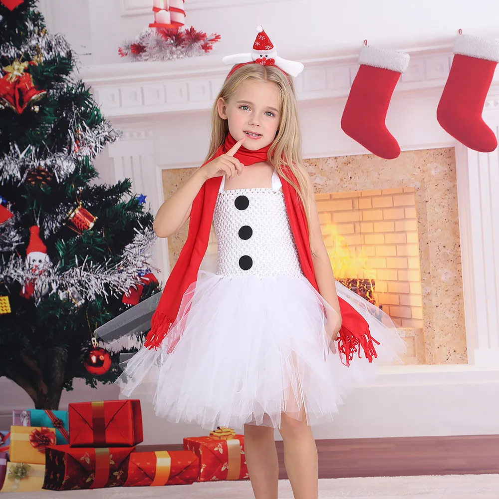 Kläder sätter jul snögubbe tutu klänning för flickor barn jul cosplay kostymer prinsessan klänningar outfit fest klädbarn barn 231118