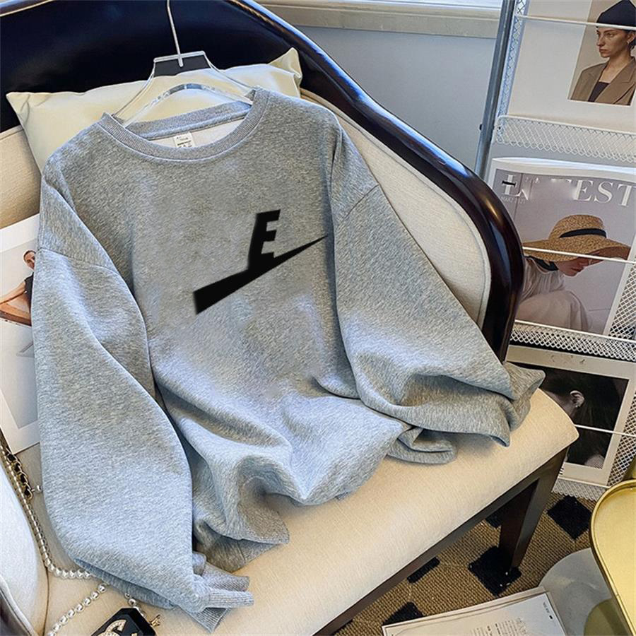 Men's Round Neck Sweater New Plush Letter Printed Top Autumn And Winter Loose Fitting Casual Coat For Couples