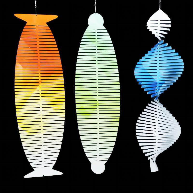 Aluminum Sublimation Wind Spinner Home Decorations Fish Boat Shape Double Sided Printing Garden Wind Spinners