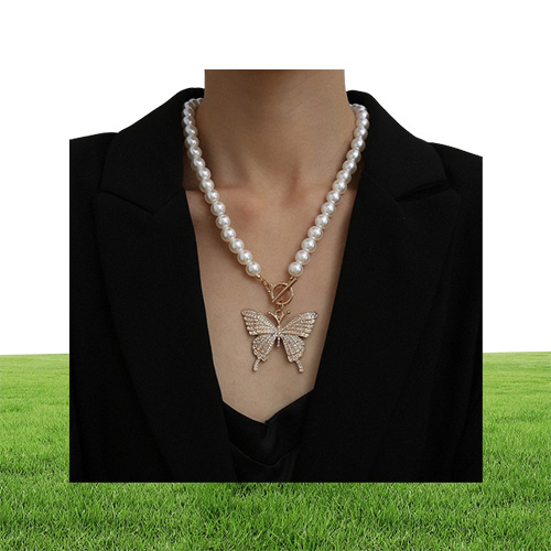 Collana a ciondolo farfalla Incantesimo animale imitazione perle perle perle le donne in vite collane la festa di matrimonio gioielli regalo 8259881