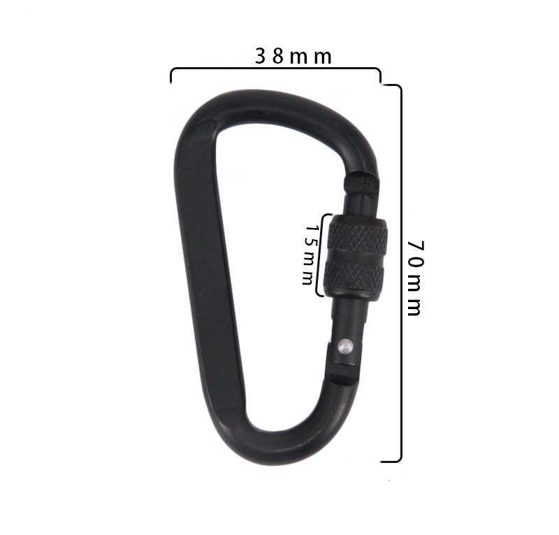 CARABINERS 1 st 7cm aluminiumlegering Carabiner Black D-ring Key Chain Clip Camping Keyring Snap Hook Outdoor Travel Kit GYH P230420