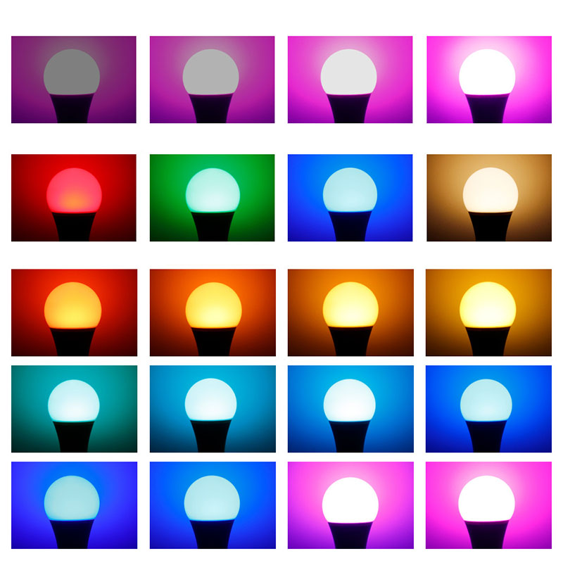 Smart Remote Control Bulb RGB+W 16 Luci di cambiamento dei colori E26 Luci di decorazione degli interni 9W Atmosfera dal vivo Luci lampeggianti Funzione di lampeggiamento USABLE Z0075