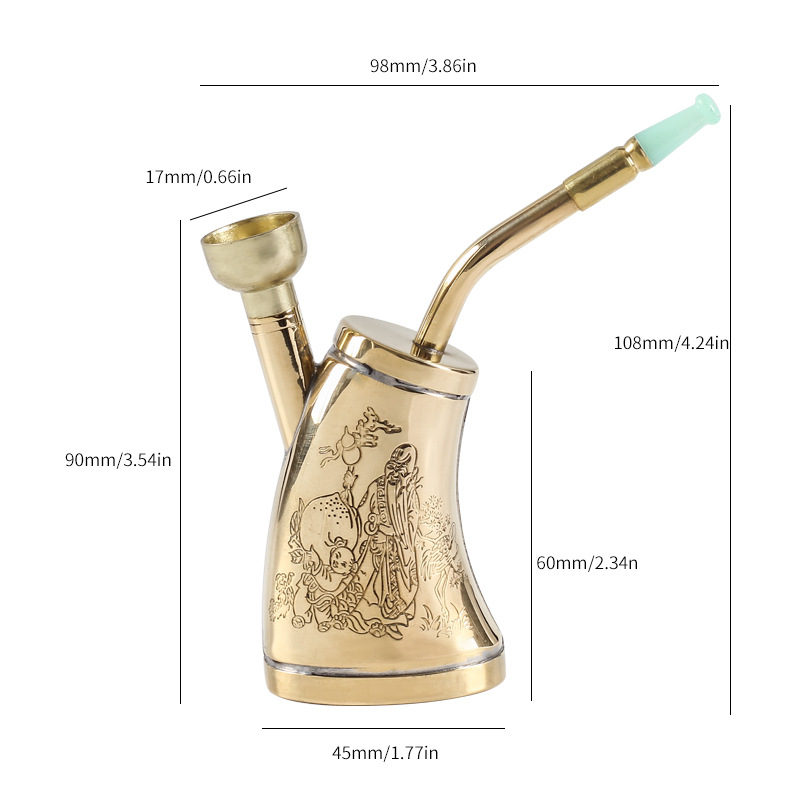 Rookpijpen draagbare handheld Hookah Kettle, waterpijpzak, dubbele doeleinden, pure koperen waterfiltratie, koperen waterpijp, ouderwets