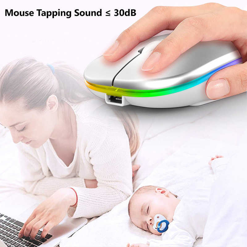 Myszy Nowa bezprzewodowa myszy RGB ładowalne myszy Bluetooth Bezprzewodowe komputer Komputer Komputer Musa LED Ergonomic Gaming Mouse na laptop PC