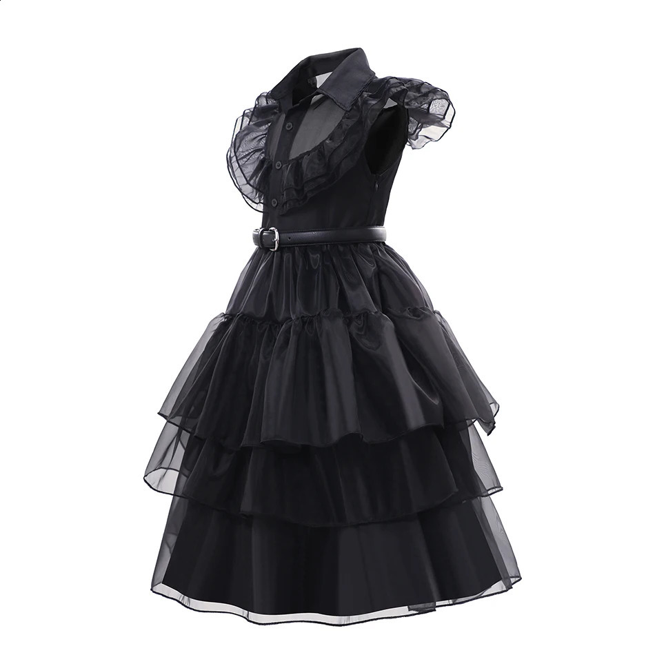 Clothing Sets Girls Dress Wednesday Addams Costume Black Gown Children Up Halloween Carnival Party Princess Dresses Baby Fansy Clothes 231118