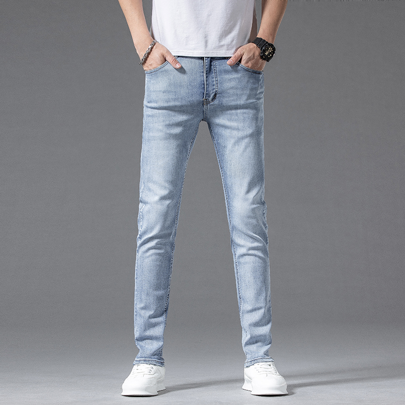 Jeans pour hommes Printemps Été Mince Hommes Slim Fit Marque Européenne Américaine Haut de Gamme Petit Droit Double F Pantalon F215-2