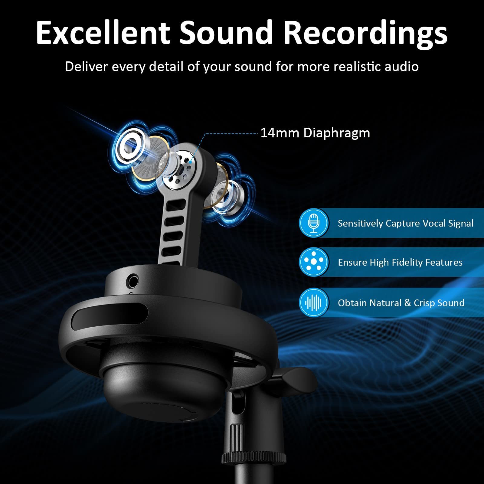 Mikrofoner USB Microphone Studio Professional Condenser Microphone för PC Computer Recording Streaming Gaming Karaoke Singing A6V A8 MIC 230518