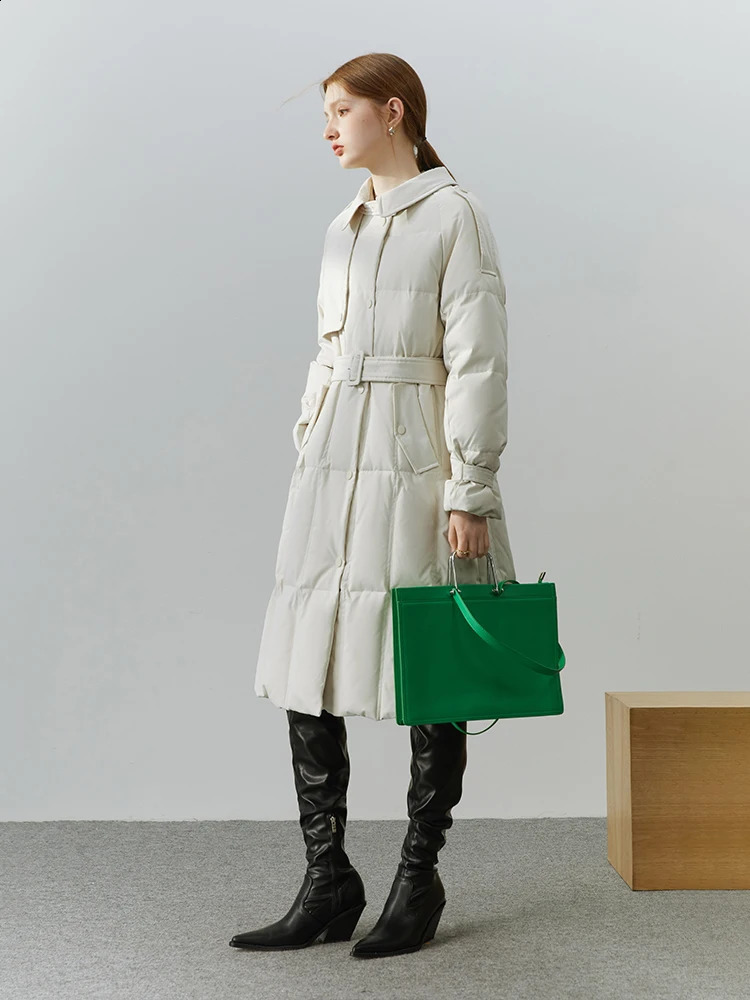 Kurtki damskie FSLE 166G201G wypełniacz 90 White Duck Down Women Coats Black Office Lady Gruba 231118