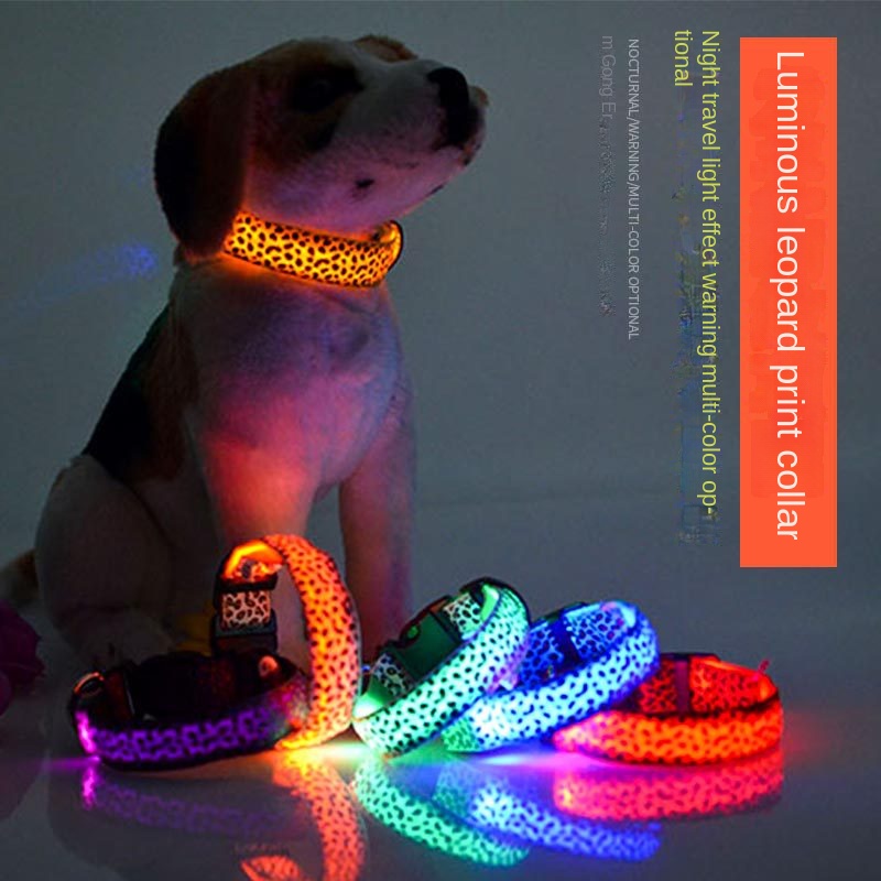 Collare cani illuminato Collare cani a LED Night Walking Glow Collare leopardo Collare cani illuminato lampeggiante cani di taglia piccola e media