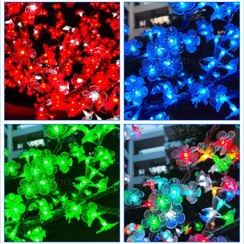 새로운 LED 인공 체리 꽃 나무 라이트 크리스마스 조명 LED 전구 2.2m 높이 110/220Vac 방수 야외 사용