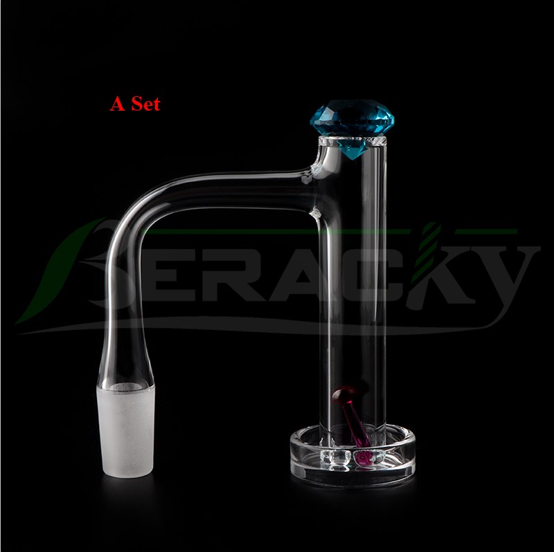 Beracky Deux Styles Fumant Tour De Contrôle De Soudure Complète Banger À Quartz Clous À Bords Biseautés Avec Capuchon De Diamant De 20mmD Pilier De Saphir Rubis Pour Pipe À Eau En Verre Dab Rigs