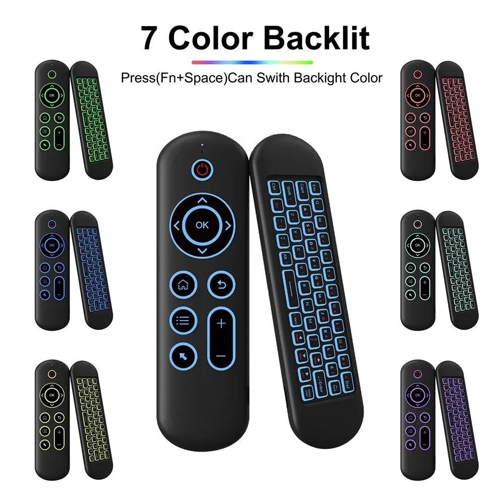 M5 Remote Control IR 2.4G Color Backlit Luft Mouse Pekplatta för Android TV -låda PC Mini Wireless Keyboard Flying Mouse