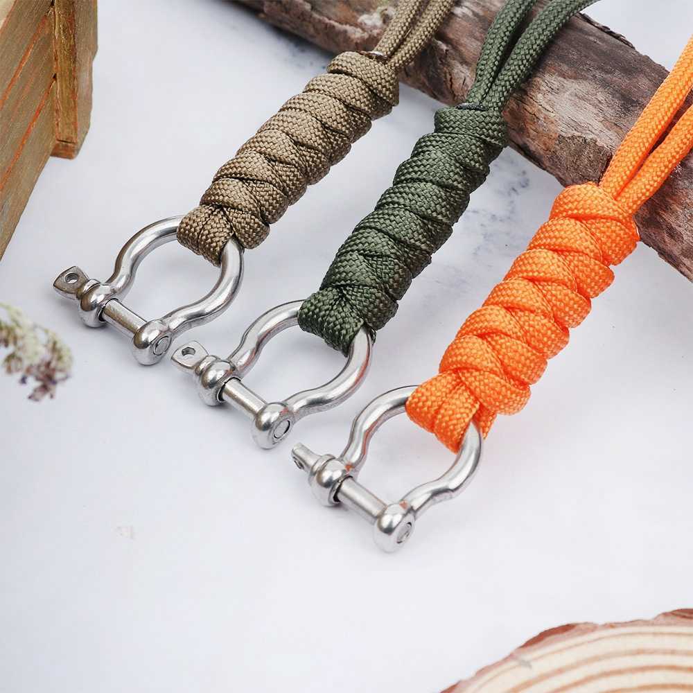 CARABINERS Outdoor Paraply Rope Camera Anti-Lost Lanyard Climb Keychain Tactical Survival Tool Carabiner Hook Cord Backpack Buckle P230420