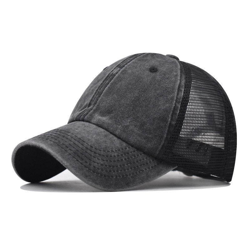 Leisure Sports Intensify and Deepen Pure Cotton Washable Old Light Plate Mesh Hat Baseball Hat Men's and Women's Outdoor Breathable Duck Tongue Hat