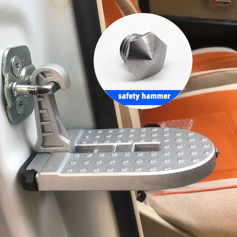 Ny vikbar biltakställ Steg Universal Auxiliary Foot Pedal Aluminium Alloy Safety Hammer For Auto Accessories Multifunktion
