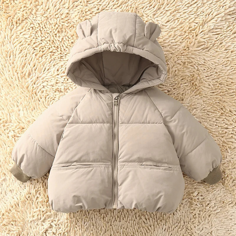 Jassen 2023 Babyjas Winter verdikte dons Meisjes Jongens Pluche Warme Bovenkleding Kinder Effen Katoenen Parka's Met Capuchon Sneeuwpak 231118