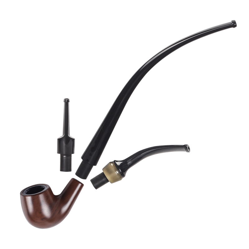 Smoking Pipes Solid wood tobacco pipe with curved tail, straight mouth, and handle in various styles