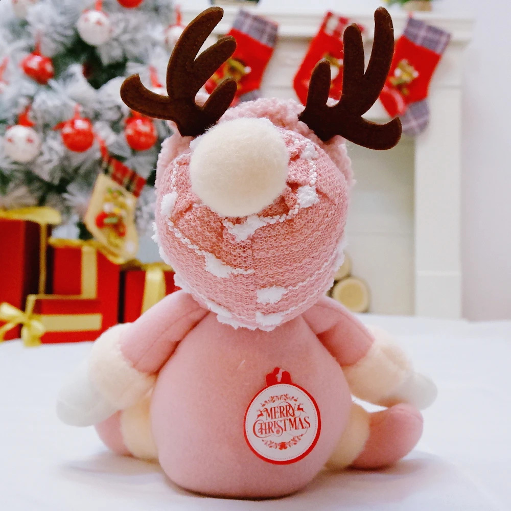 Świąteczne zabawki Święta Pink Snowman Święty Mikołaj Plush SIT Dolls Zabawne bombki ozdoby ozdobne ozdoby rzemieślnicze Dekor pokoju