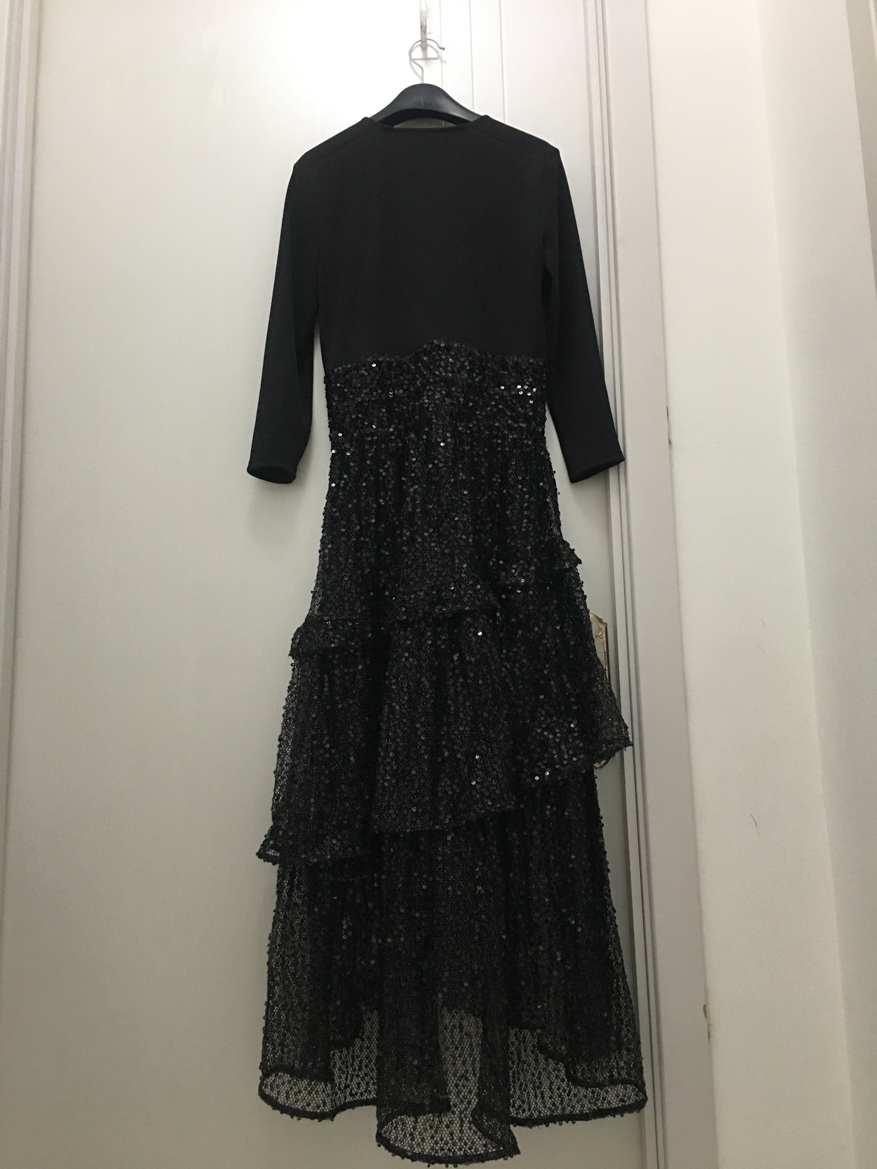 2023 Autumn/Winter ma-je New Women's Sequin Mesh Patched Cake Dress Dress